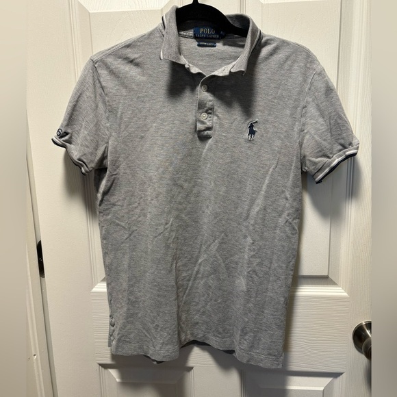 Polo Ralph Lauren | Custom Slim Fit‎ Gray Navy/White Trim Sz S - Picture 1 of 7